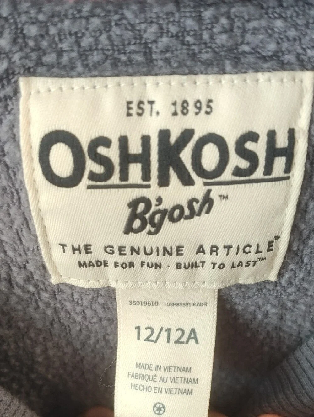 OshKosh B'gosh Light Gray Crewneck Sweatshirt 20 Ptp Pants 14 Waist